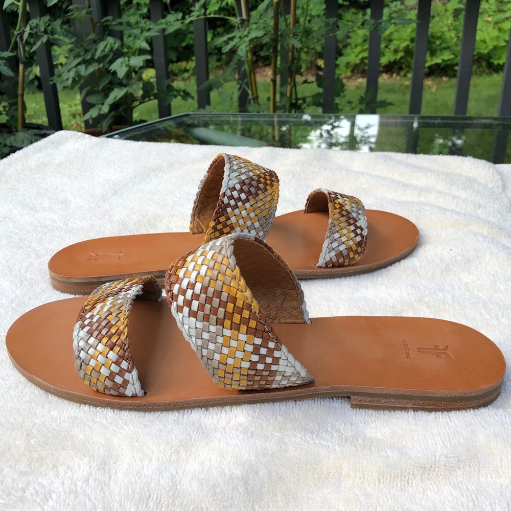 Frye “Ruth” Woven Slide Flat Sandals